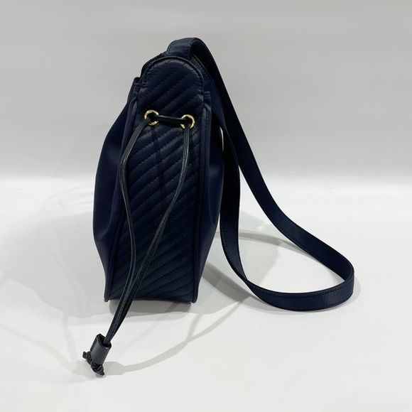 Yves Saint Laurent YSL Logo Drawstring Shoulder Bag Navy - Picture 3 of 12